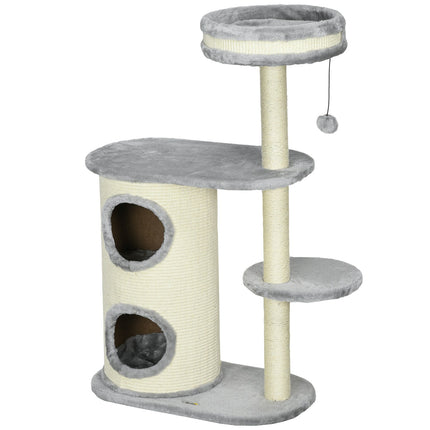 PAWROOM - Klösträd med sisal, koja och liggplattform, grå, 100 cm