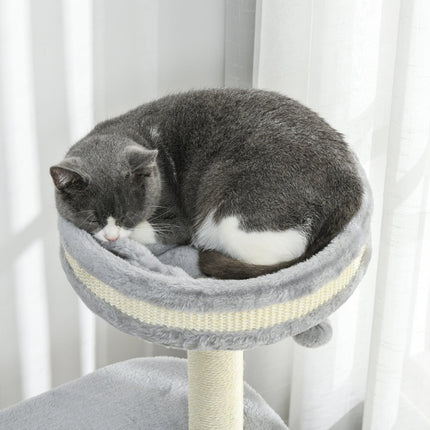 PAWROOM - Klösträd med sisal, koja och liggplattform, grå, 100 cm