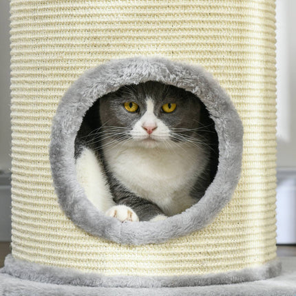 PAWROOM - Klösträd med sisal, koja och liggplattform, grå, 100 cm