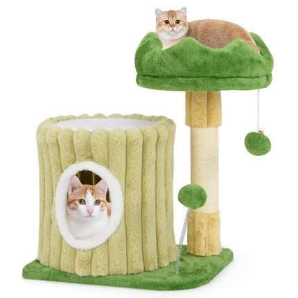 PAWROOM - Klösträd med sisal, koja och liggplattform, grön, 54 cm