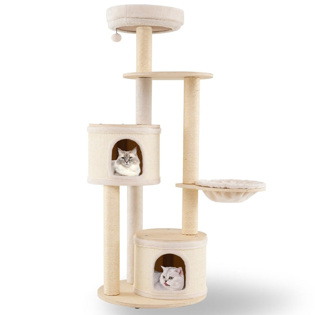 PAWROOM - Cat Tree with 2 Houses, Basket, Sisal Posts, 152 cm