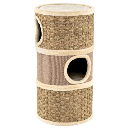 PAWROOM - Cat Tower with Sisal, Seagrass, 3 Hideouts, Ø 36 cm