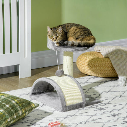 PAWROOM - Klösträd med sisal, liggplattform och klösbräda, grå, 46 cm