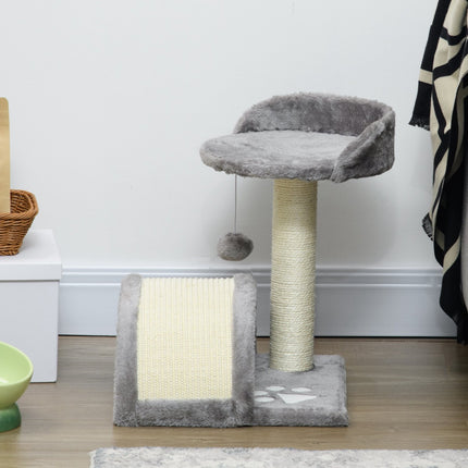 PAWROOM - Klösträd med sisal, liggplattform och klösbräda, grå, 46 cm