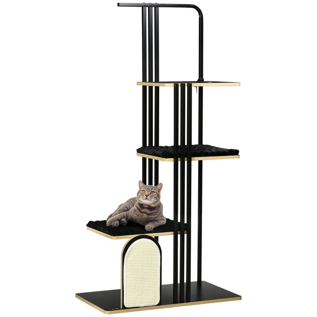 PAWROOM - Klösträd med sisal, liggplattform och klösbräda, svart, 170 cm