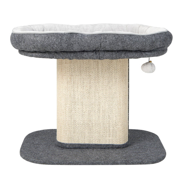 PAWROOM - Cat Tree with Plush Seat & Sisal Scratching Board, Gray