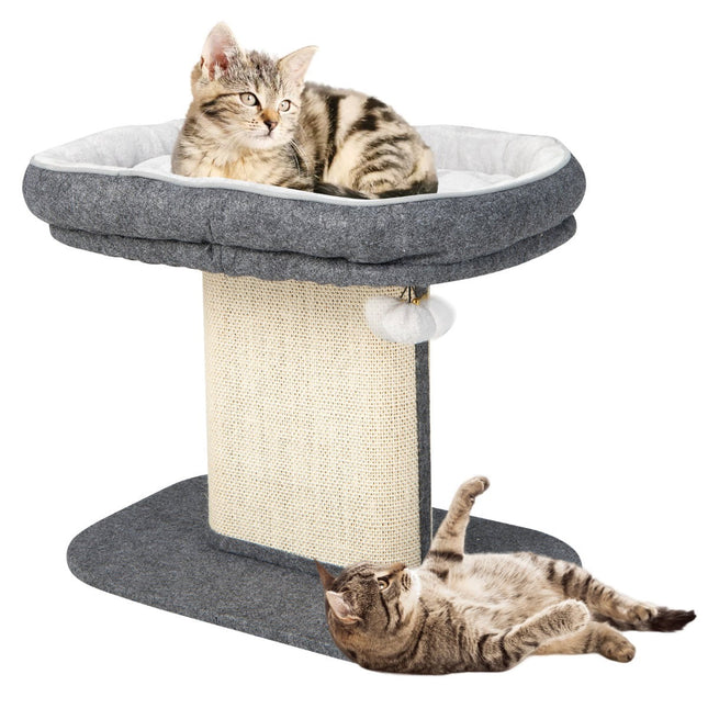 PAWROOM - Cat Tree with Plush Seat & Sisal Scratching Board, Gray