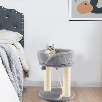 PAWROOM - Klösträd med sisal, liggplattform och leksak, grå, 53 cm