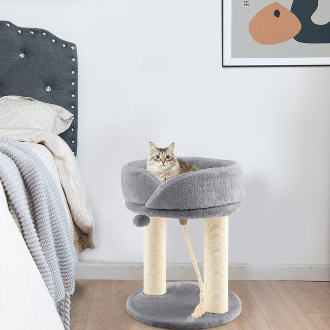 PAWROOM - Klösträd med sisal, liggplattform och leksak, grå, 53 cm