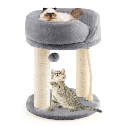 PAWROOM - Klösträd med sisal, liggplattform och leksak, grå, 53 cm