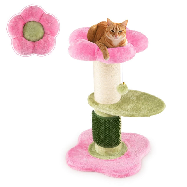 PAWROOM - Klösträd med sisal, liggplattform och leksak, rosa, 69 cm
