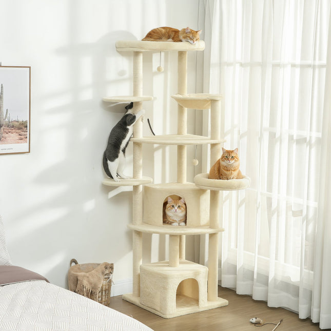 PAWROOM - Klösträd med sisal och hängmatta, beige/cremevit, 200 cm