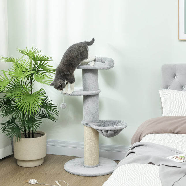 PAWROOM - Klösträd med sisal och hängmatta, ljusgrå/cremevit, Ø48×103,5 cm