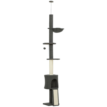 PAWROOM - Klösträd med sisal och hängmatta, mörkgrå/cremevit, 220–240 cm