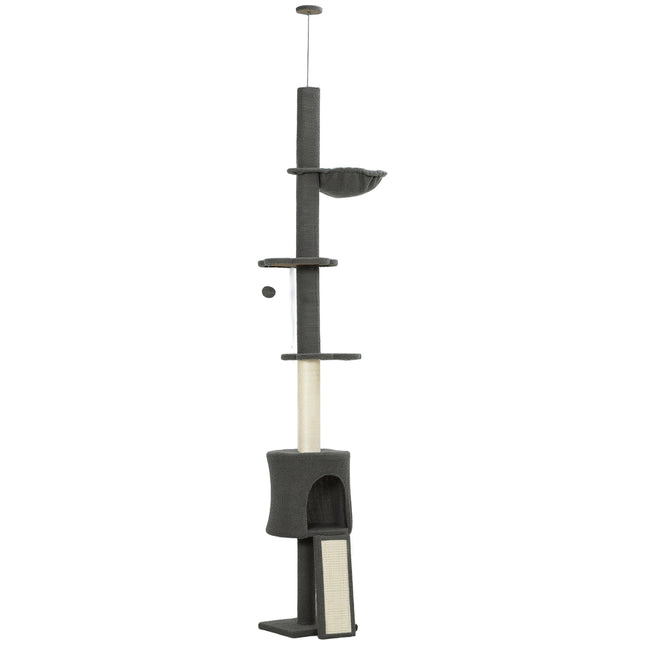 PAWROOM - Klösträd med sisal och hängmatta, mörkgrå/cremevit, 220–240 cm
