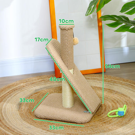 PAWROOM - Klösträd med sisal och leksak, ljusbrun/cremevit, 54 cm