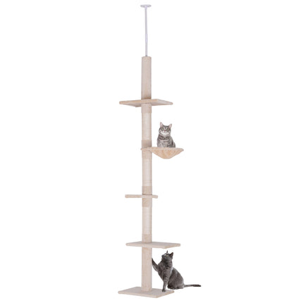 PAWROOM - Klösträd med sisal och liggplattform, beige, 230–260 cm