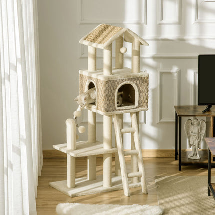 PAWROOM - Klösträd med sisal och liggplattform, beige/brun, 130 cm