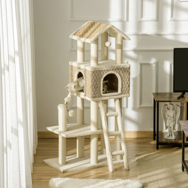PAWROOM - Klösträd med sisal och liggplattform, beige/brun, 130 cm