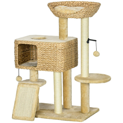 PAWROOM - Klösträd med sisal och liggplattform, brun/beige, 98 cm