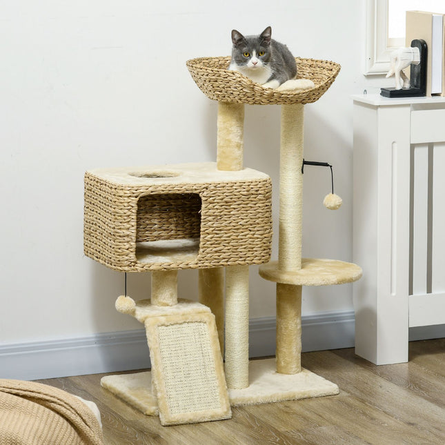 PAWROOM - Klösträd med sisal och liggplattform, brun/beige, 98 cm