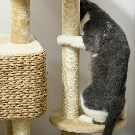 PAWROOM - Klösträd med sisal och liggplattform, brun/beige, 98 cm