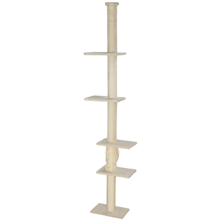 PAWROOM - Klösträd med sisal och liggplattform, cremevit, 225–275 cm