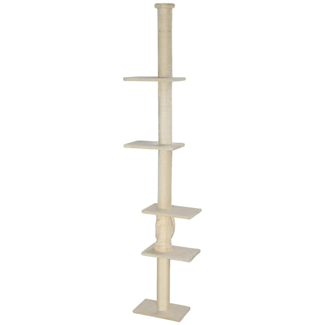 PAWROOM - Klösträd med sisal och liggplattform, cremevit, 225–275 cm