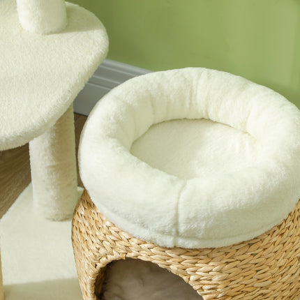 PAWROOM - Klösträd med sisal och liggplattform, cremevit, 79 cm