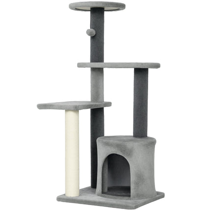 PAWROOM - Cat Tree 103 cm with Platforms and Sisal Posts, Grey