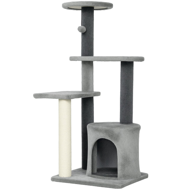 PAWROOM - Klösträd med sisal och liggplattform, grå/cremevit, 103 cm