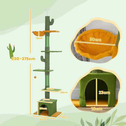 PAWROOM - Klösträd med sisal och liggplattform, grön, 230–275 cm