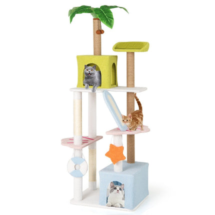 PAWROOM - Scratching post in beach design with 2 cat houses & viewing platform cat tower cat tree