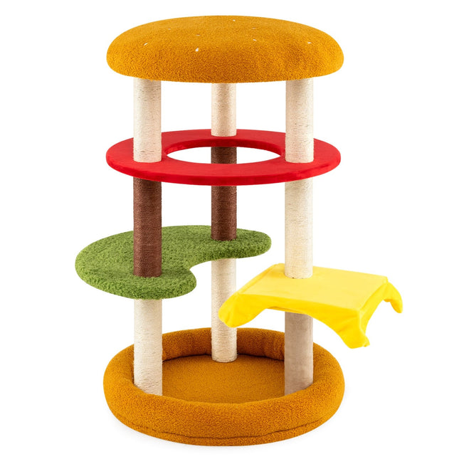 PAWROOM - Cat Tree with Sisal Posts, Platforms, and Bed, 106 cm