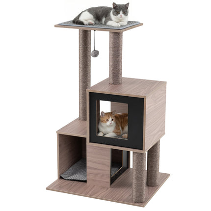 PAWROOM - Klösträd med sisal och liggplattform, grå/svart, 94 cm