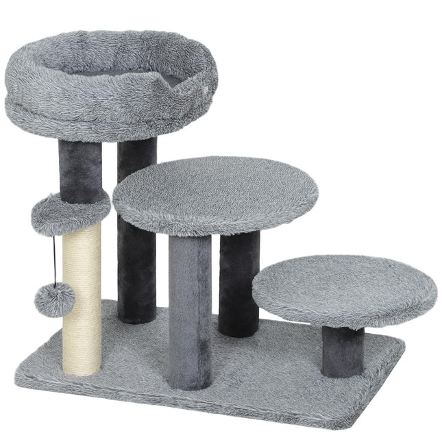 PAWROOM - Klösträd med sisal och liggplattform, grå/svart/beige, 56 cm