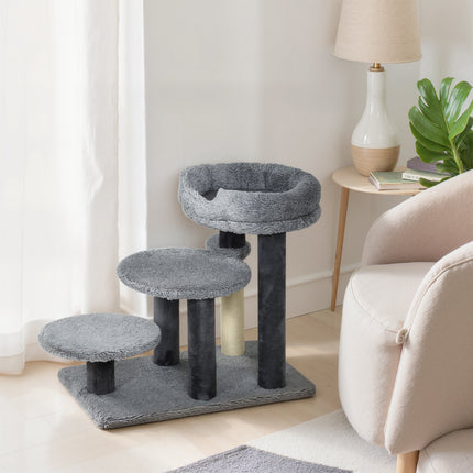 PAWROOM - Klösträd med sisal och liggplattform, grå/svart/beige, 56 cm