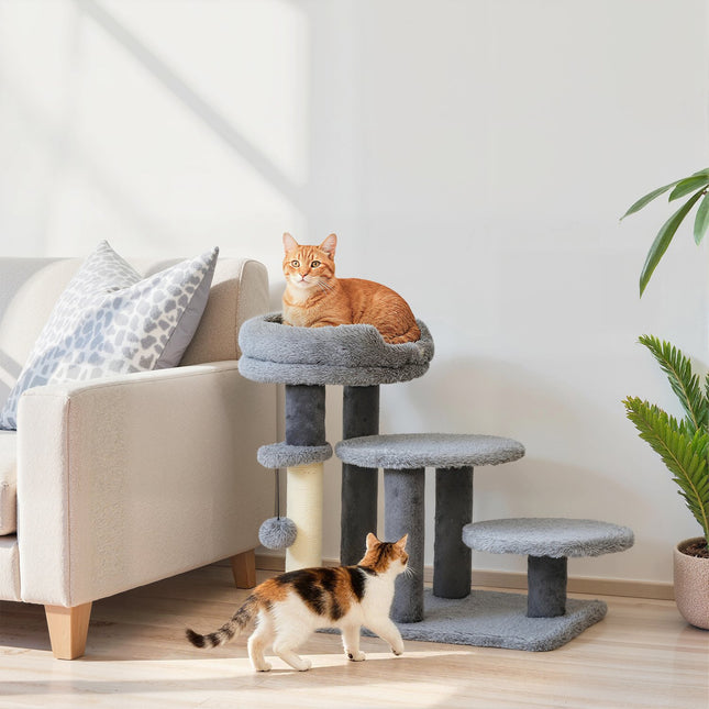 PAWROOM - Klösträd med sisal och liggplattform, grå/svart/beige, 56 cm