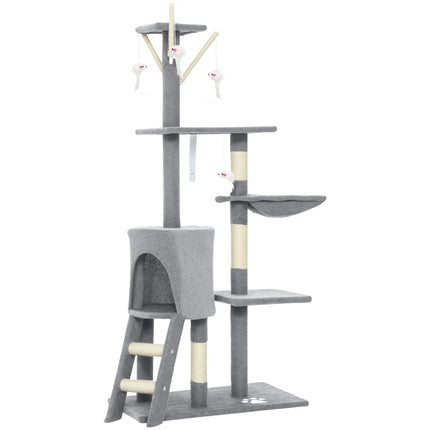 PAWROOM - Klösträd med sisal och liggplattform, grå/vit, 134 cm