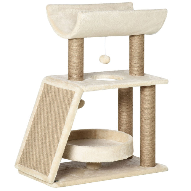PAWROOM - Klösträd med sisal och liggplattform, ljusbrun, 76 cm