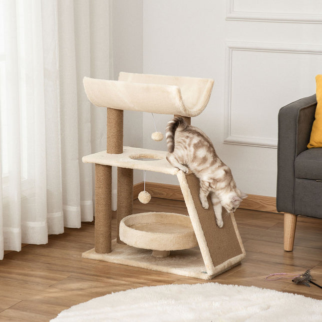 PAWROOM - Klösträd med sisal och liggplattform, ljusbrun, 76 cm