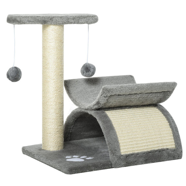 PAWROOM - Klösträd med sisal och liggplattform, ljusgrå, 43 cm