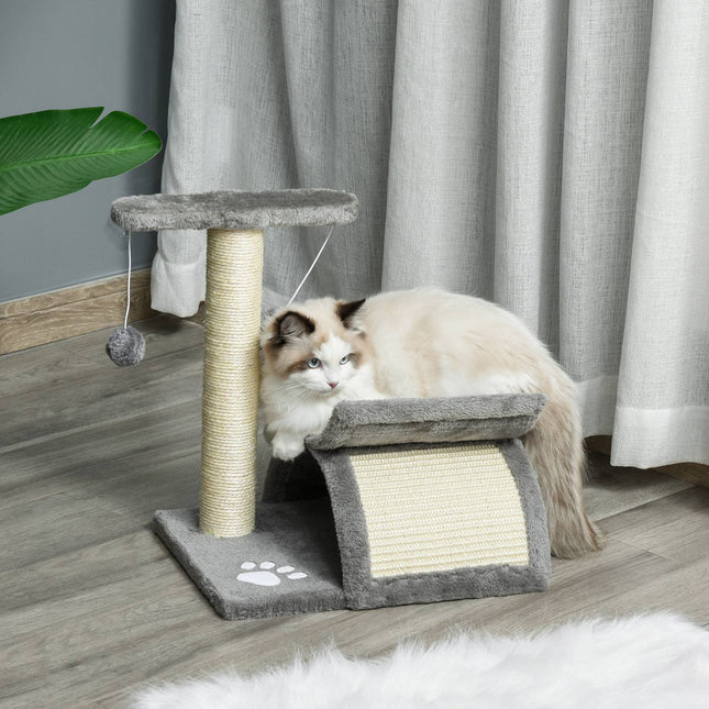 PAWROOM - Klösträd med sisal och liggplattform, ljusgrå, 43 cm