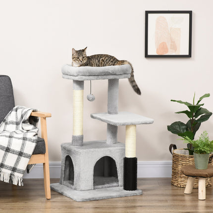 PAWROOM - Klösträd med sisal och liggplattform, ljusgrå, 85 cm