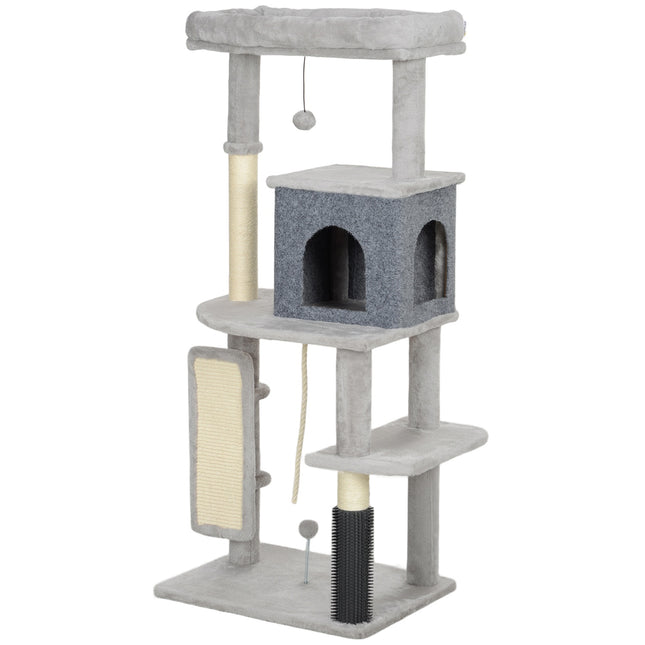 PAWROOM - Klösträd med sisal och liggplattform, ljusgrå/cremevit, 132 cm