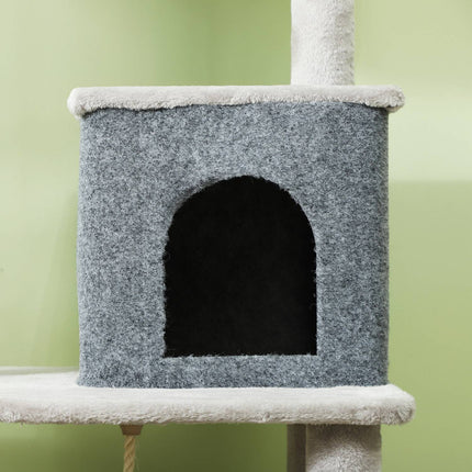 PAWROOM - Klösträd med sisal och liggplattform, ljusgrå/cremevit, 132 cm