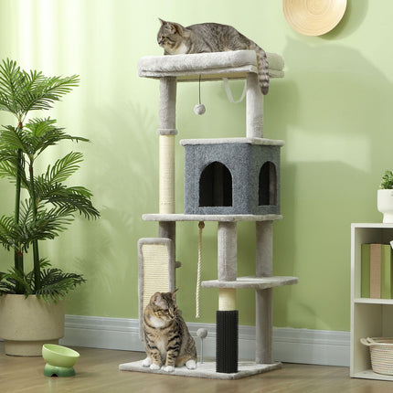 PAWROOM - Klösträd med sisal och liggplattform, ljusgrå/cremevit, 132 cm