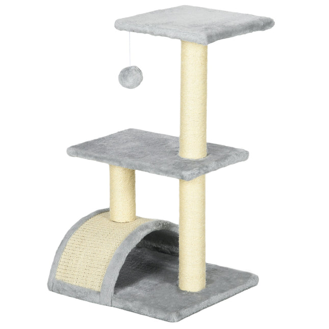 PAWROOM - Klösträd med sisal och liggplattform, ljusgrå/cremevit, 72 cm