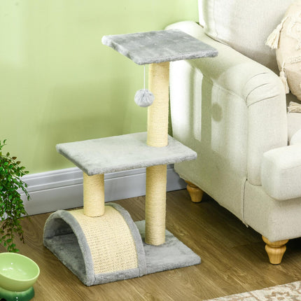 PAWROOM - Klösträd med sisal och liggplattform, ljusgrå/cremevit, 72 cm
