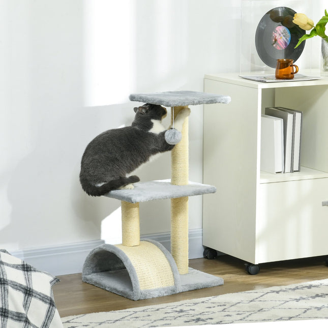 PAWROOM - Klösträd med sisal och liggplattform, ljusgrå/cremevit, 72 cm